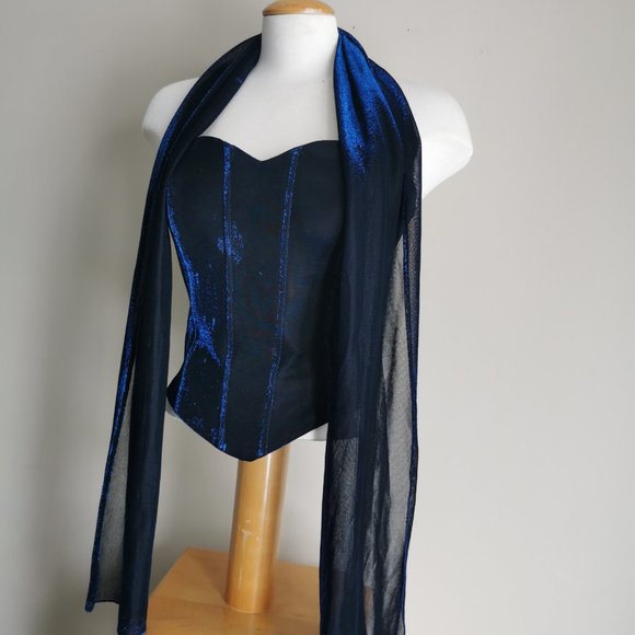 Vintage 90s Midnight Blue Sparkly Corset Top - Picture 6 of 8